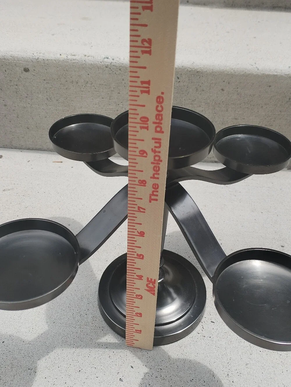 Restoration Hardware black Five Arm Pillar Candelabra Candle Holder